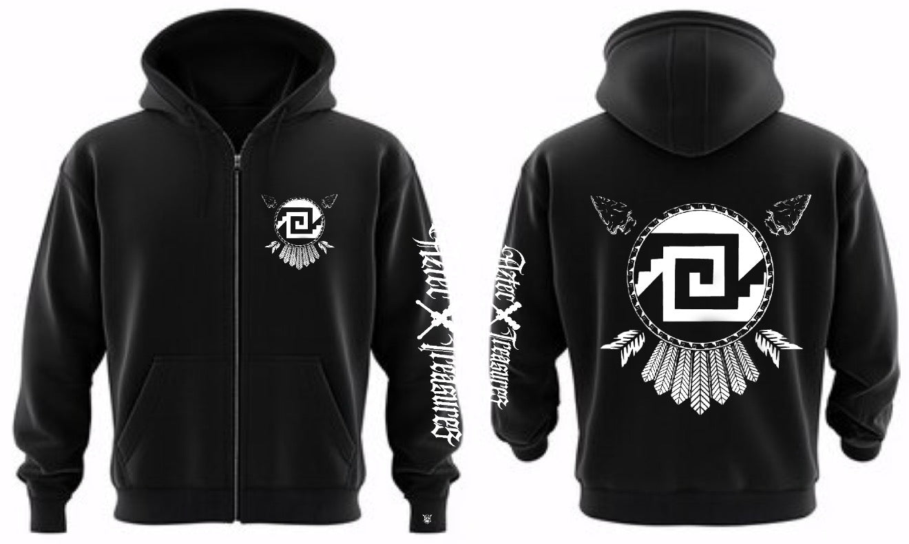 Aztec Treasures: Chimalli Zip-Up Hoodie